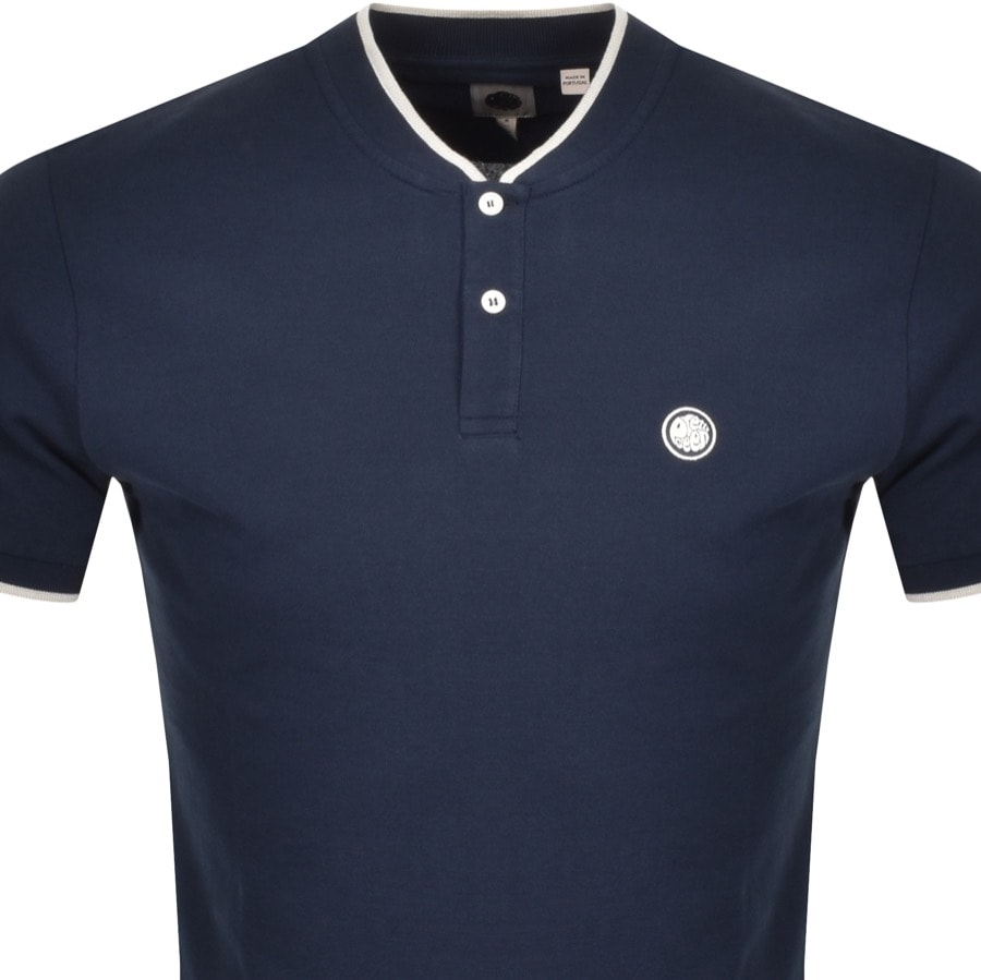 Alternative Image for ProductPretty Green Pique Grandad Collar T Shirt Navy2